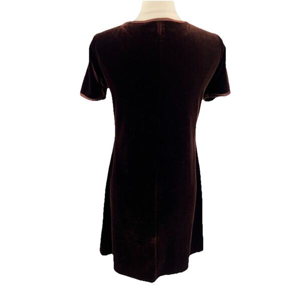 Vtg Carol Little Dark Brown Velvet Stretch Mini Dress M Y2K 90s Goth Grunge - Picture 7 of 8
